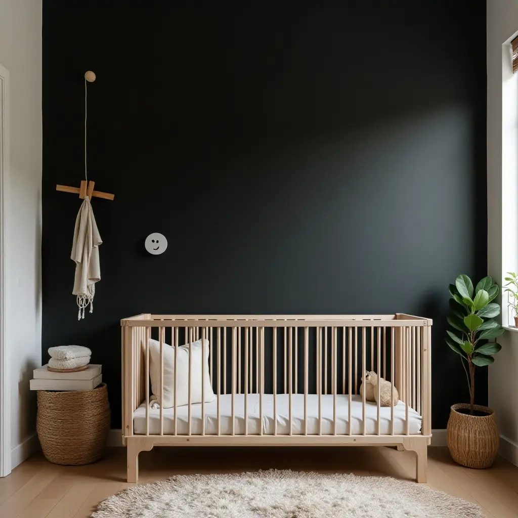 a photo of a nursery with a chalkboard wall for creativity