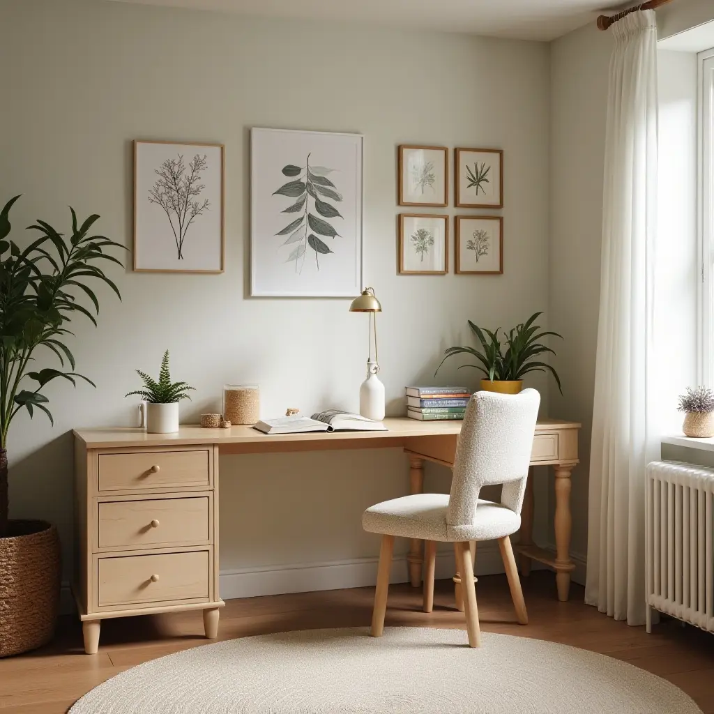 a photo of a vintage-inspired children's room with a farmhouse-style desk