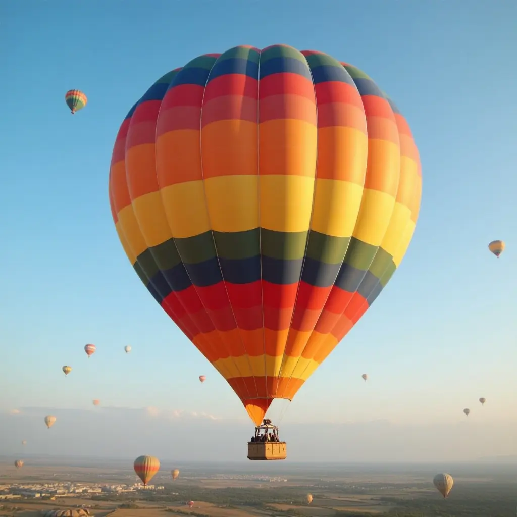 a photo of a colorful hot air balloon adventure in the sky