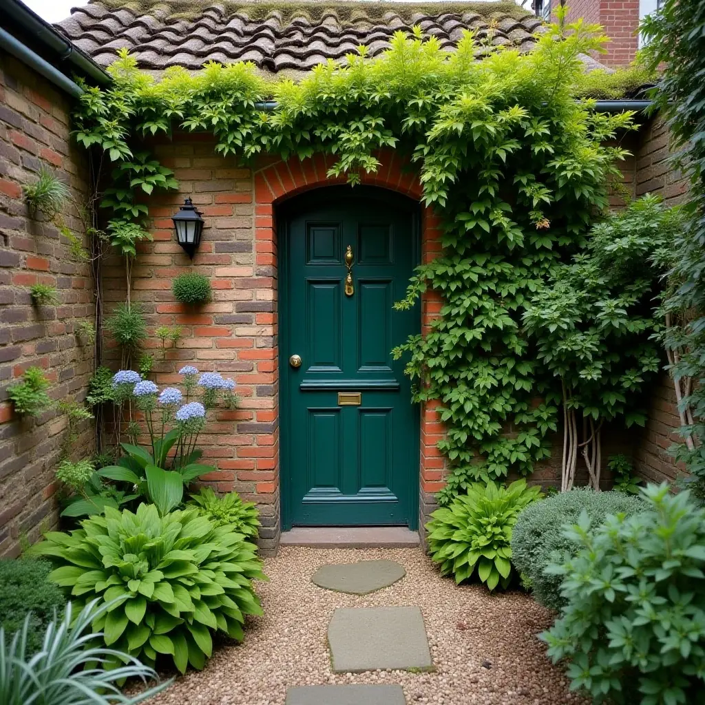 a photo of a charming garden wall with a mix of textures and colors
