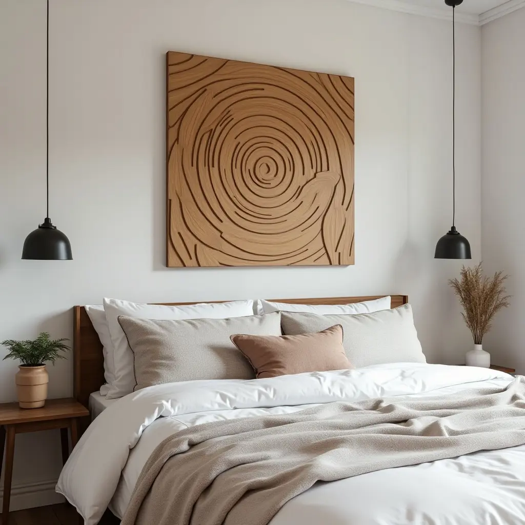 a photo of wooden wall art adding character to a teen's bedroom